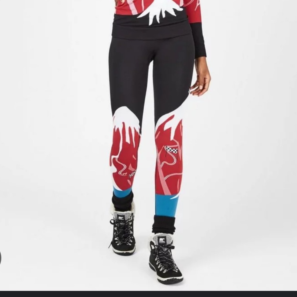 Sweaty Betty Red and Black Ski Baselayer leggings- small